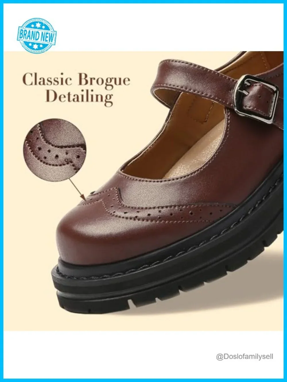 Women's Mary Jane Oxfords Faux Leather Platform Chunky Heel Round Toe Buckle